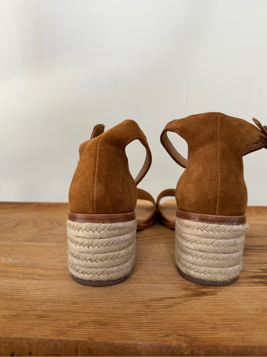 Nwob Soludos Anthro Capri Espadrilles Block Heel Tan Suede Sandals Women’s 11 — image 5 of 8